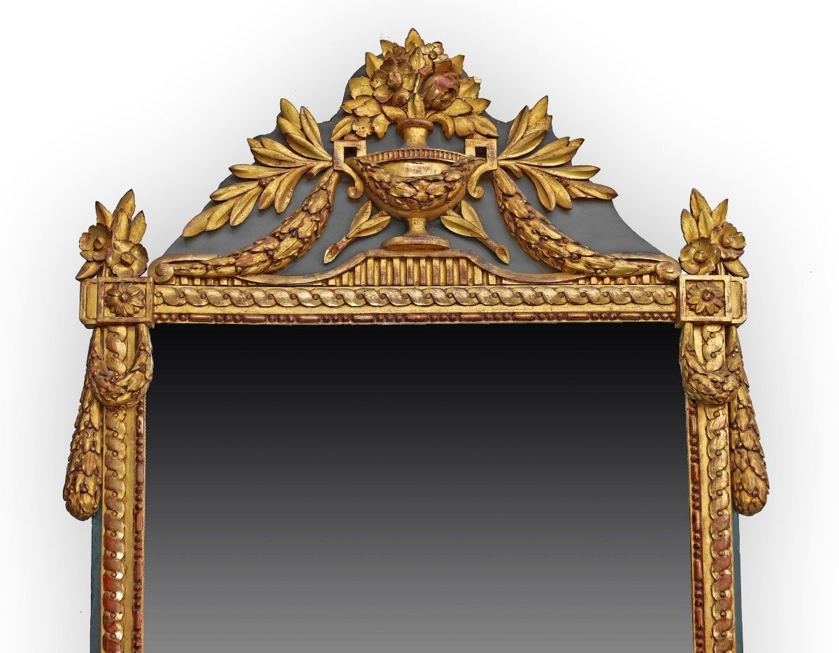 Louis XVI Gilded Wood Mirror (height: 1.64 M)-photo-3