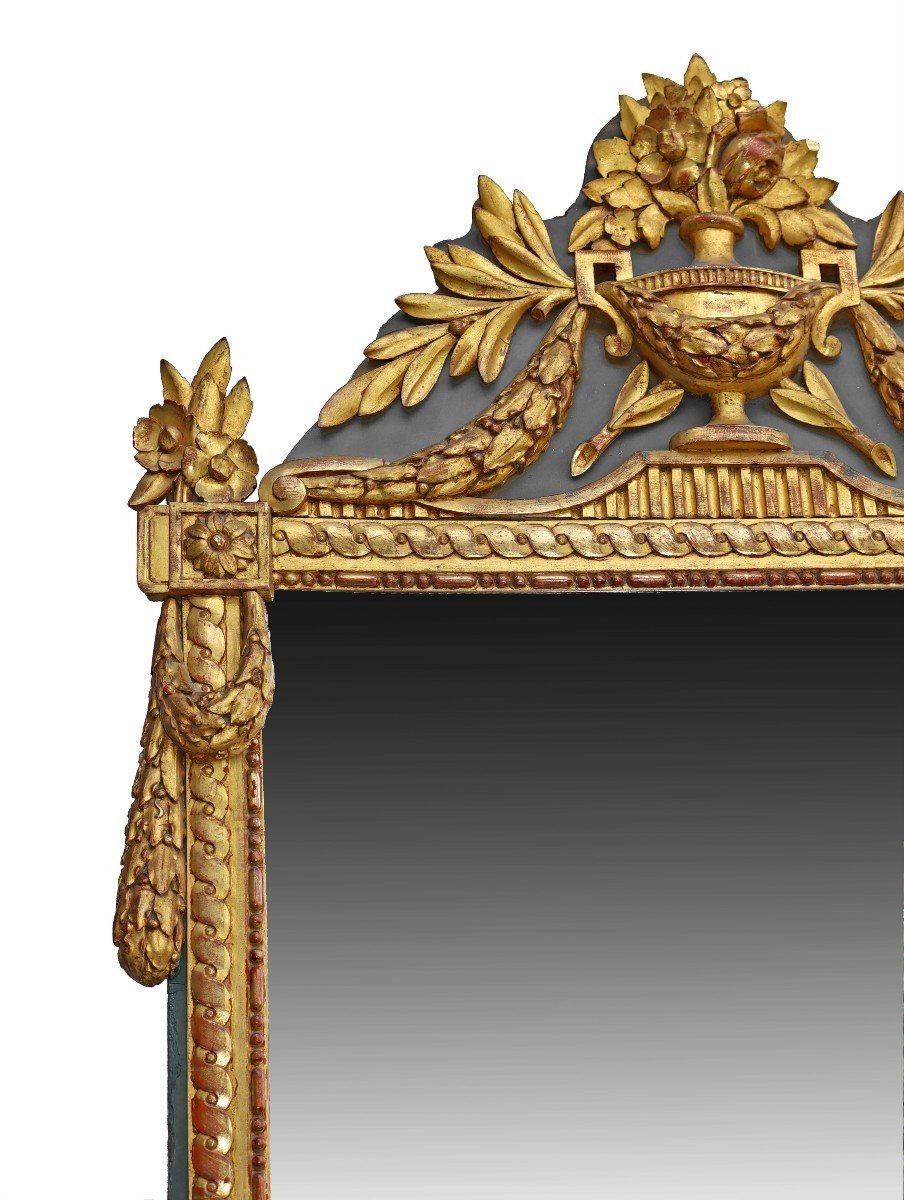 Louis XVI Gilded Wood Mirror (height: 1.64 M)-photo-4