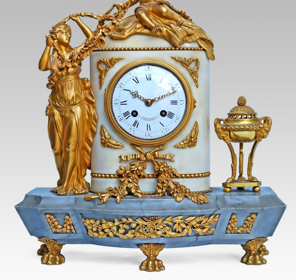 Henry Dasson (1825-1896) Large Gilt Bronze Clock-photo-3