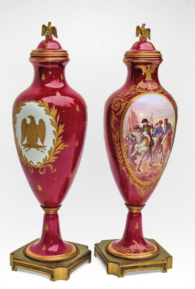Pair Of Large Vases Nineteenth Porcelain Napoleon 1st-photo-4