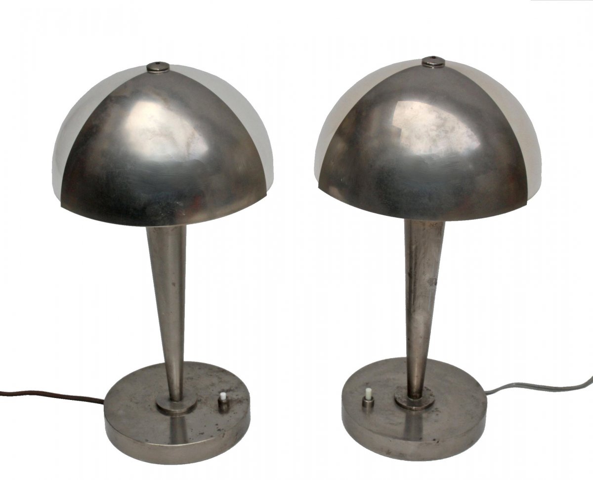 Jean Perzel (1892-1986) Pair Of Art Deco Lamps 1930-photo-1