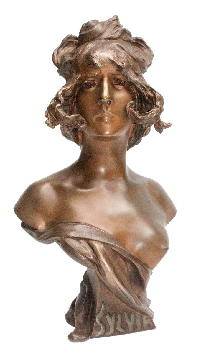 Anton Nelson (1849 1910) Large Art Nouveau Bust-photo-2