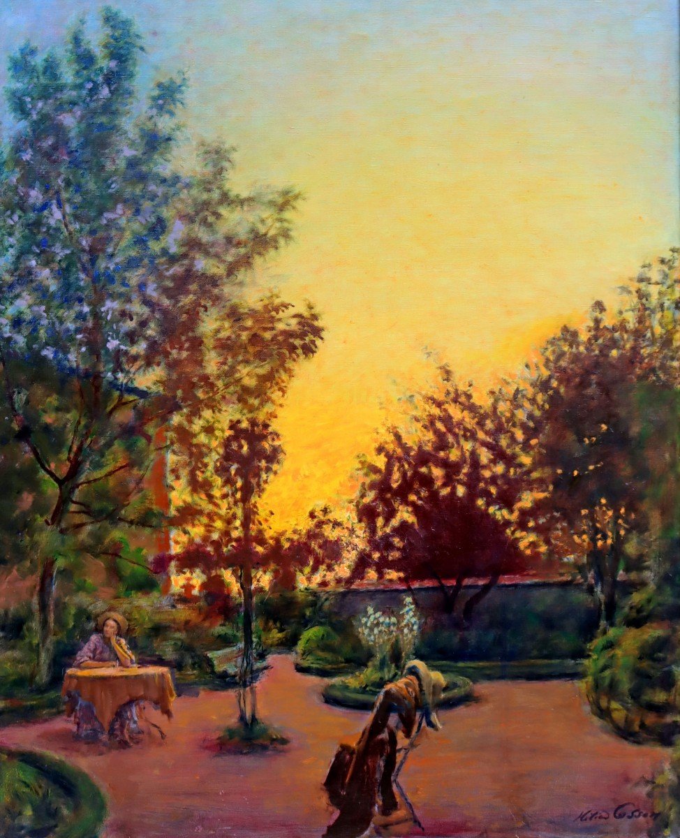 Cosson (1897-1976) Élégante dans le Parc