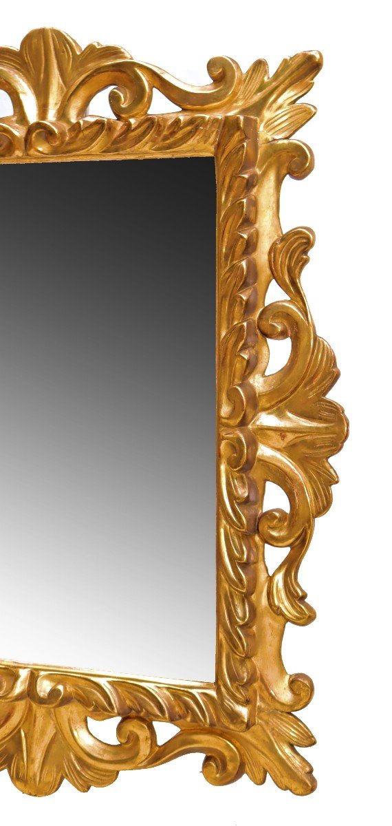 Large Golden Wood Mirror Italy Eighteenth-photo-2