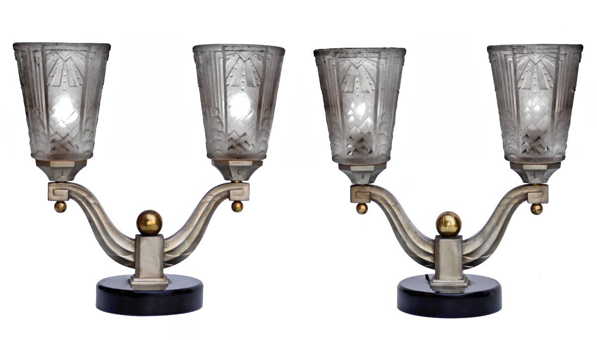 Muller Pair Of Art Deco Lamps 1930