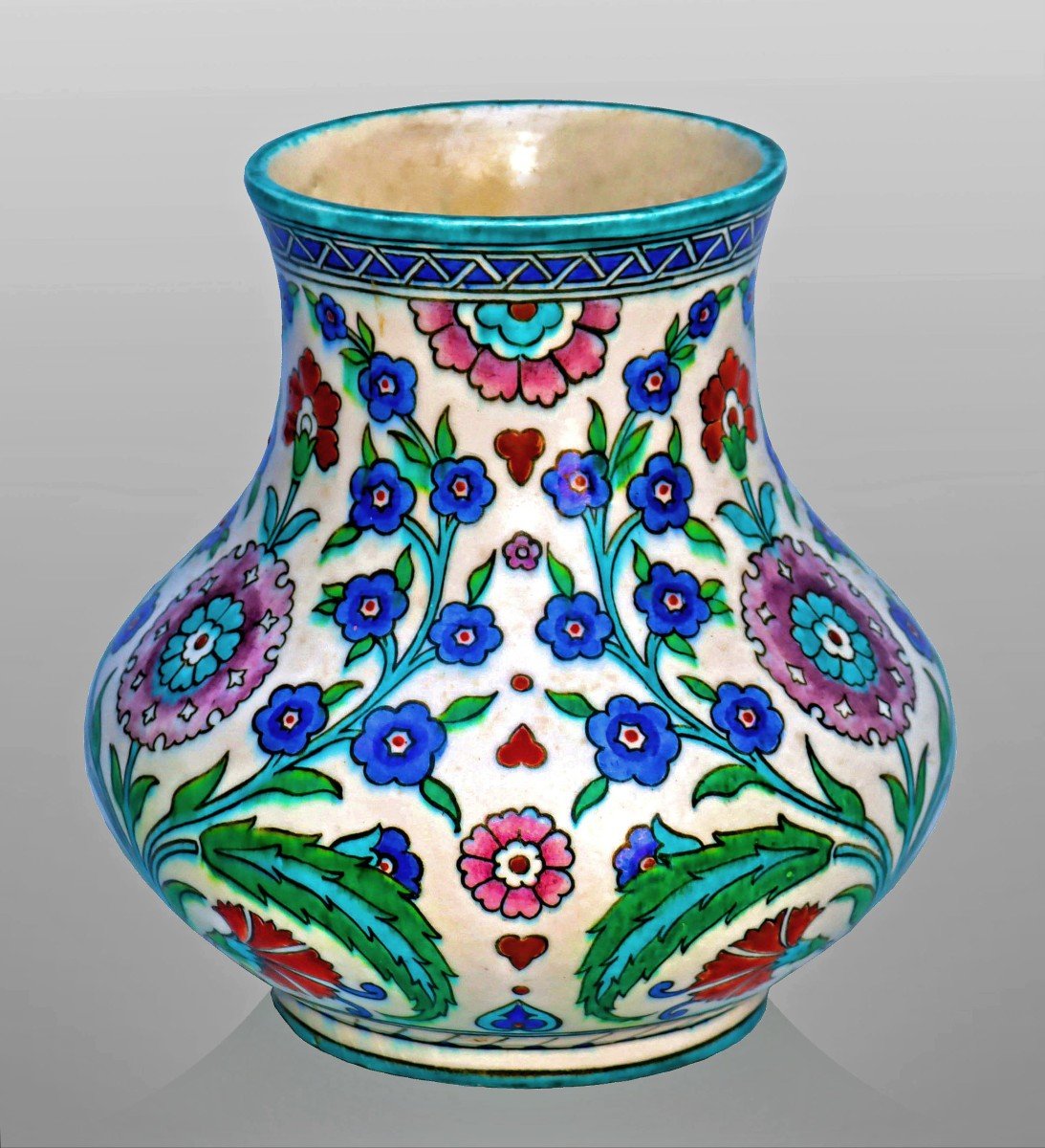 Théodore Deck (1823-1891) Important Iznick Decor Vase-photo-3