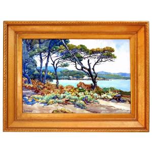 Antoine VINCENT (1877-1951) Paysage Méditerranéen à Porquerolles