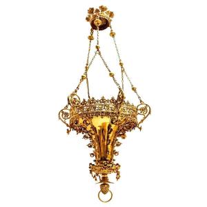 Large 19th Century Sanctuary Lamp (height: 1.40 M)