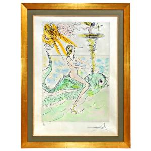 Salvatore Dali (1904 – 1989) Mermaid With Dolphin Signed And Numbered