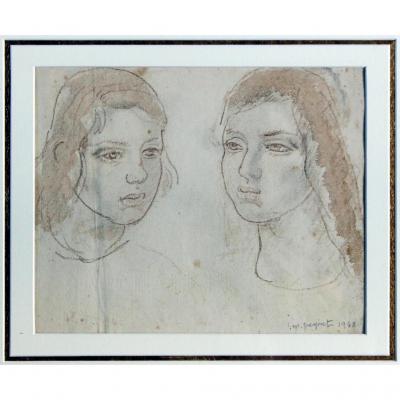 Isidore-marie Peyret Signed Drawing Dated 1948