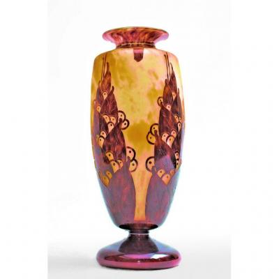 Grand Vase Art Déco Signé Le Verre Français