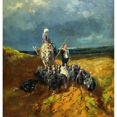 Georges Calves (1848-1923) Impressionist Pastoral Scene