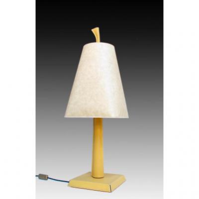 Hugues CHEVALIER grande lampe gainée cuir style Art Déco