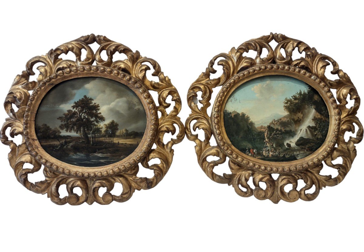  Two Oval Landscape Paintings