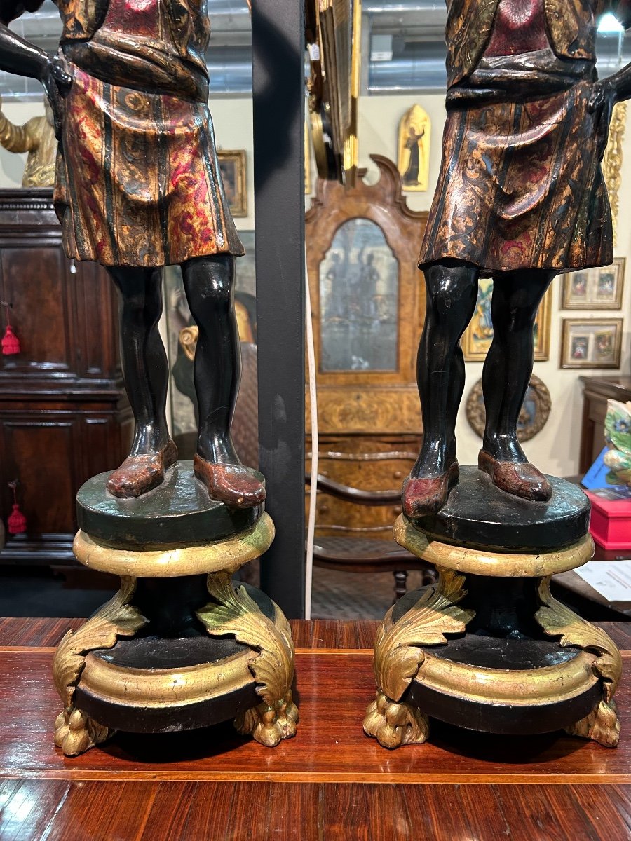 Pair Of Moretti Torch Holders. Northern Italy, End Of The 18th Century.-photo-1