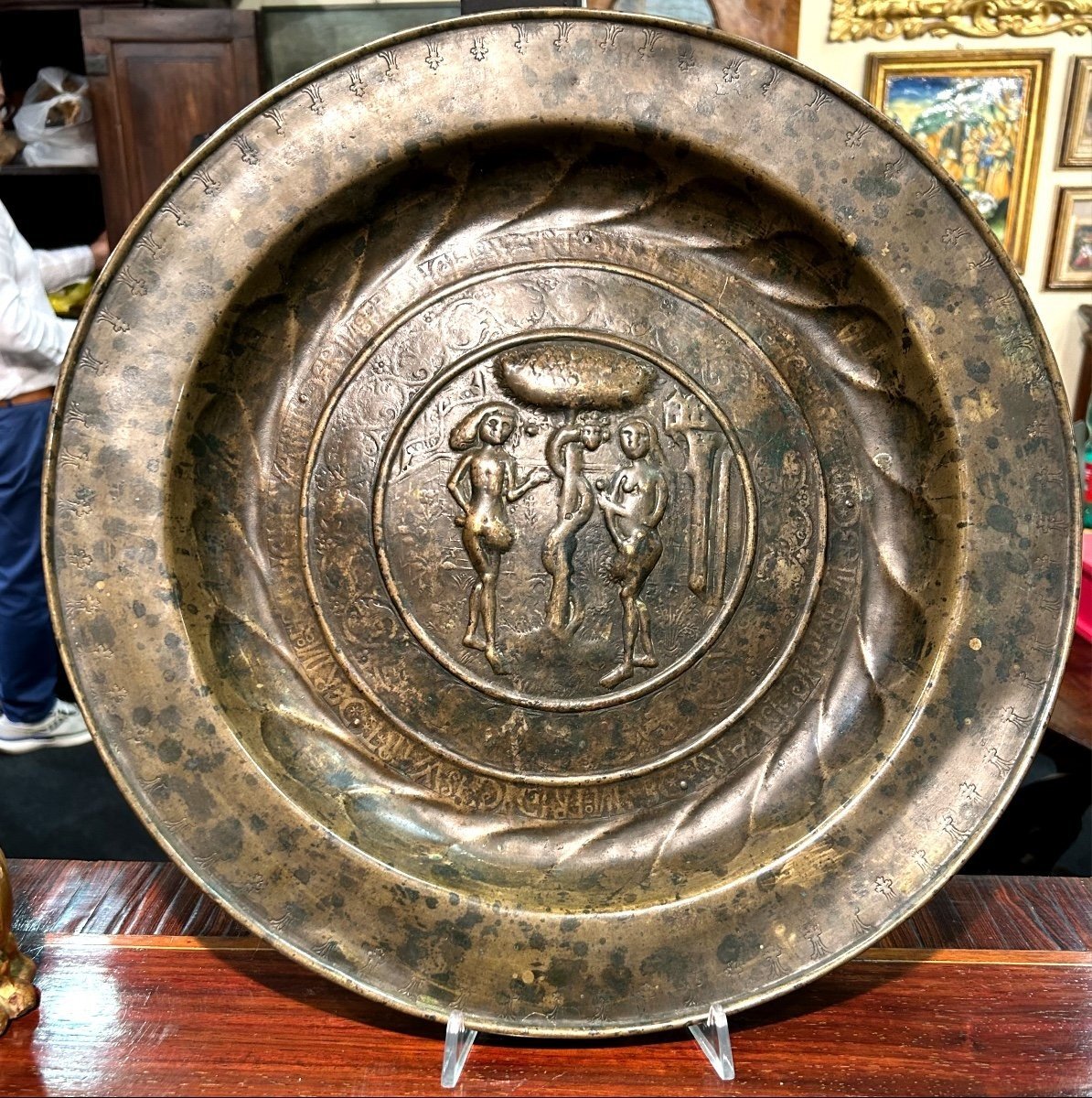 Chaplain's Plate In Copper, Probably Flanders 16th-17th Century