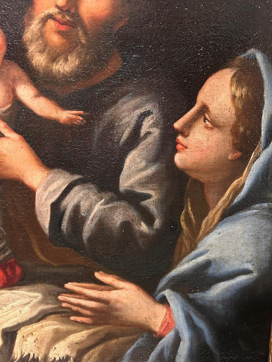 Interesting Painting Depicting "holy Family", Central Italy School Of The Late 17th-early 18th-photo-3