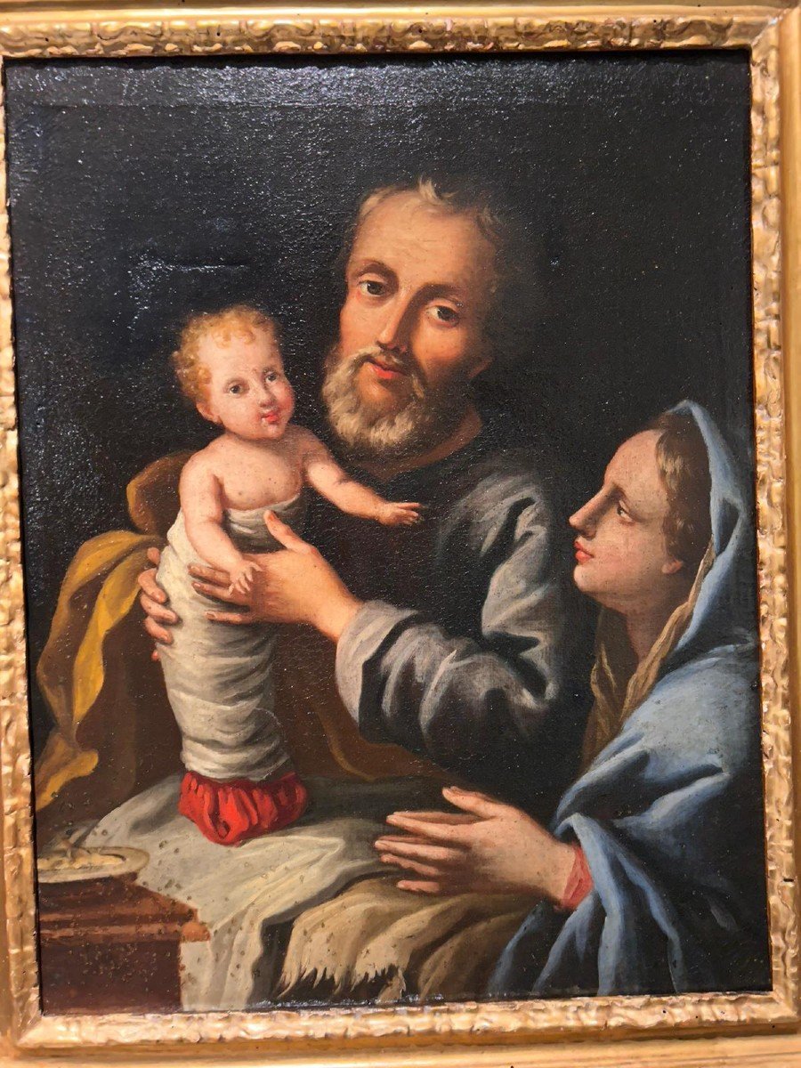 Interesting Painting Depicting "holy Family", Central Italy School Of The Late 17th-early 18th-photo-1