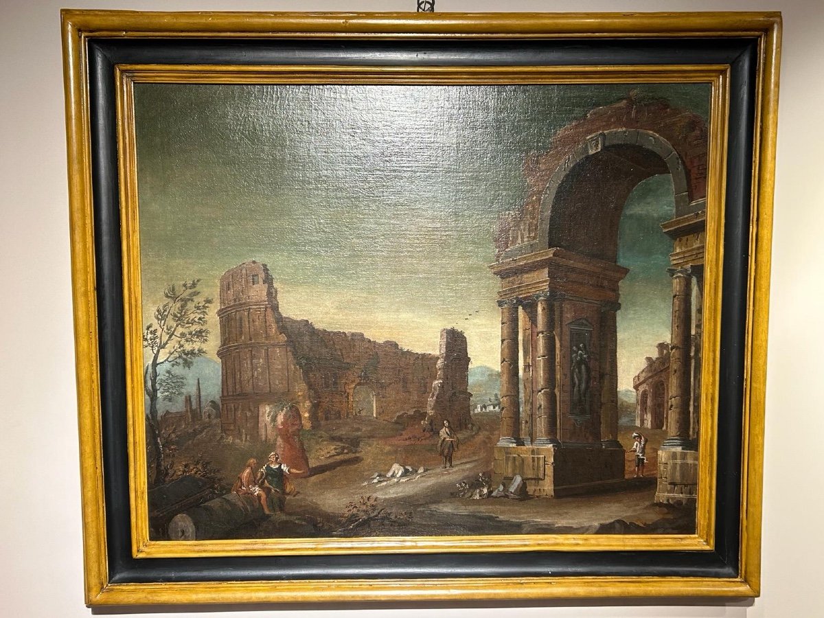 Paysage Avec Ruines Classiques Attribuées Au Scénographe Italien Gaetano Ottani (1720 - 1801)-photo-1