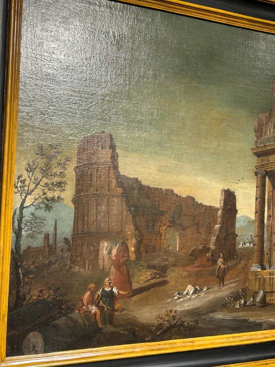 Paysage Avec Ruines Classiques Attribuées Au Scénographe Italien Gaetano Ottani (1720 - 1801)-photo-3