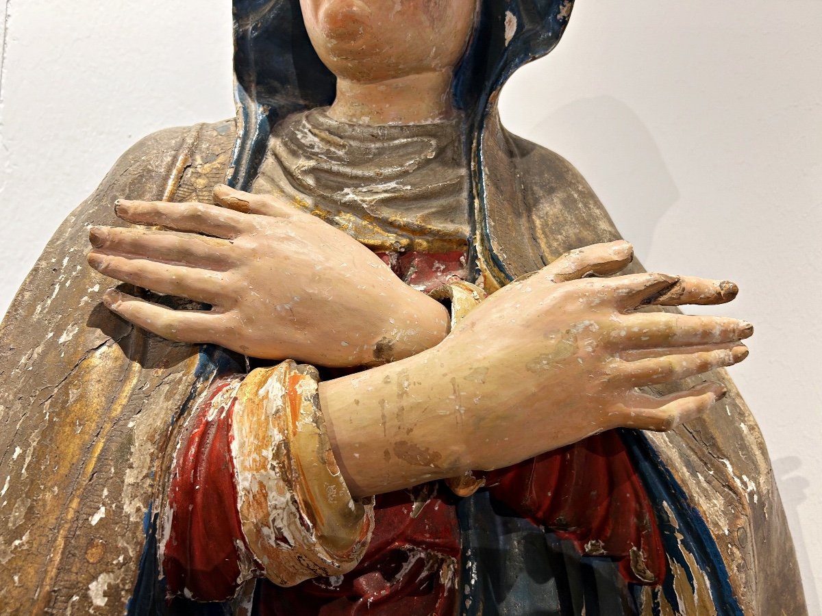 Sant'anna In Gilded And Polychrome Wood From The Early 16th Century, Siena.-photo-4