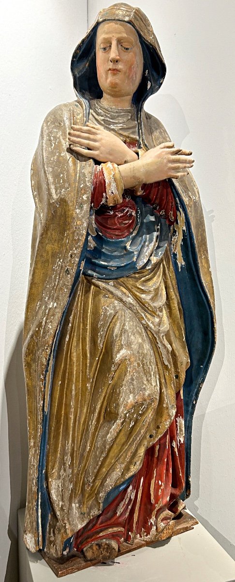 Sant'anna En Bois Doré Et Polychrome Du Début Du XVIe Siècle, Sienne.