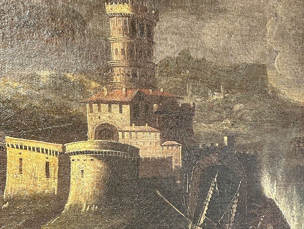 Naufrage De Voiliers Dans Une Mer Agitée Près Fortification, XVII Siècle-photo-4