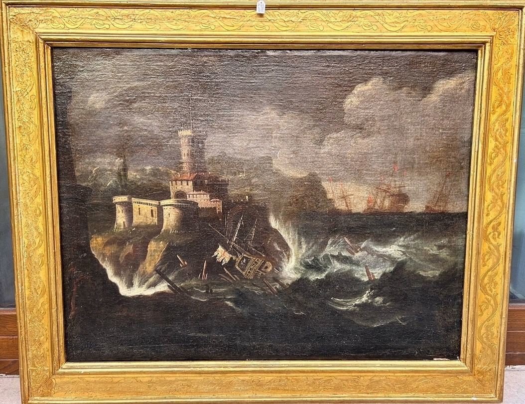 Interesting Seventeenth Century Marina. Attr. In Monsù Montagna (ca. 1608-1660)