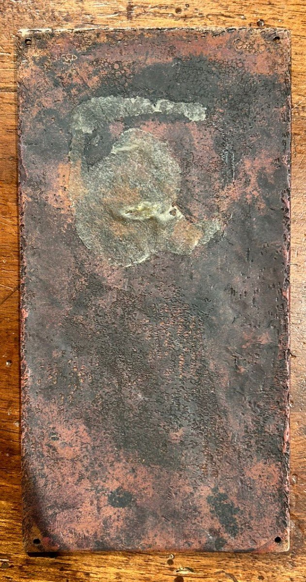 Plaque En Bronze émaillé Cloisonné Avec Sainte Anne.-photo-4