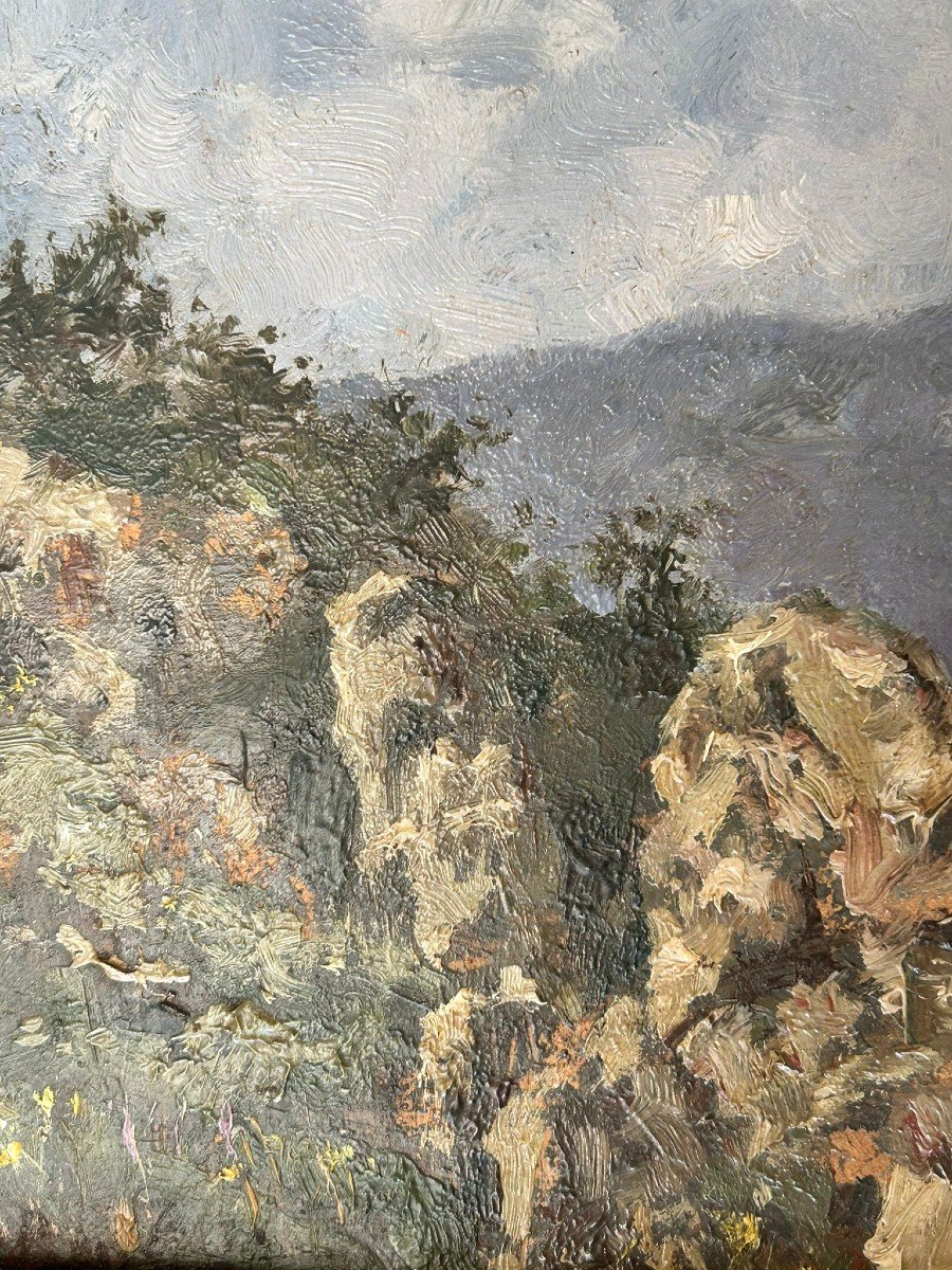 Tableau Macchia, Paire De Paysages Signés Et Datés Par G. Pizzirani.-photo-4