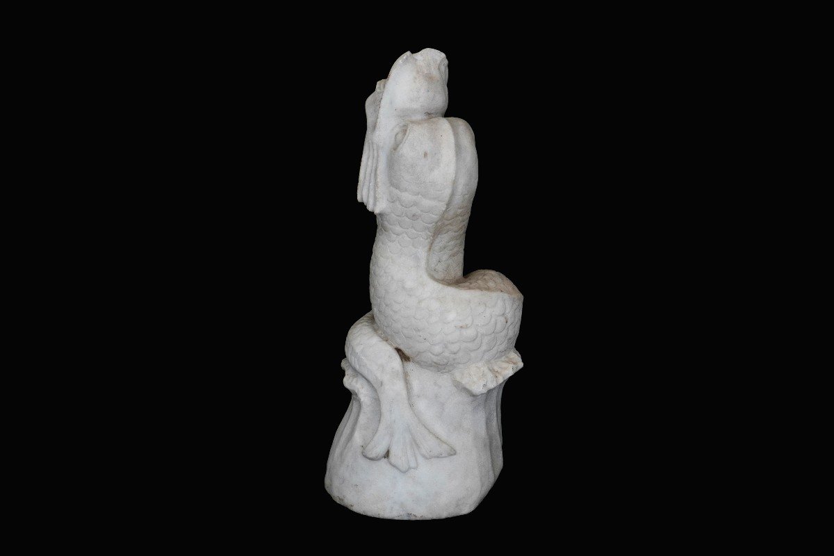 Marble Element In The Shape Of A Triton, 17th Century.-photo-2