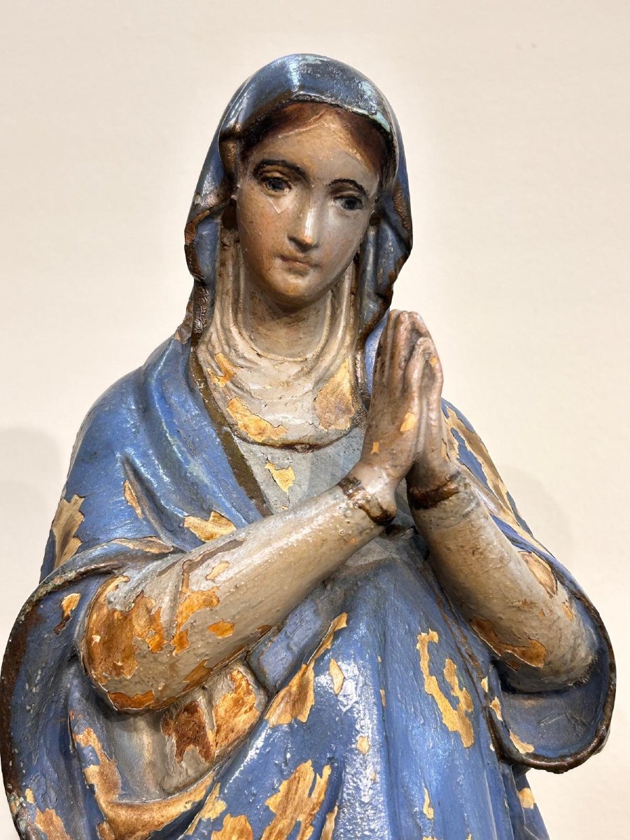 Polychrome Papier Mache Sculpture Representing Mary Immaculate. Central Italy, 18th Century-photo-2