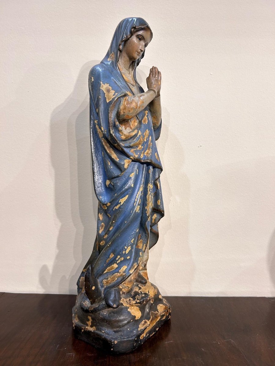 Polychrome Papier Mache Sculpture Representing Mary Immaculate. Central Italy, 18th Century-photo-3