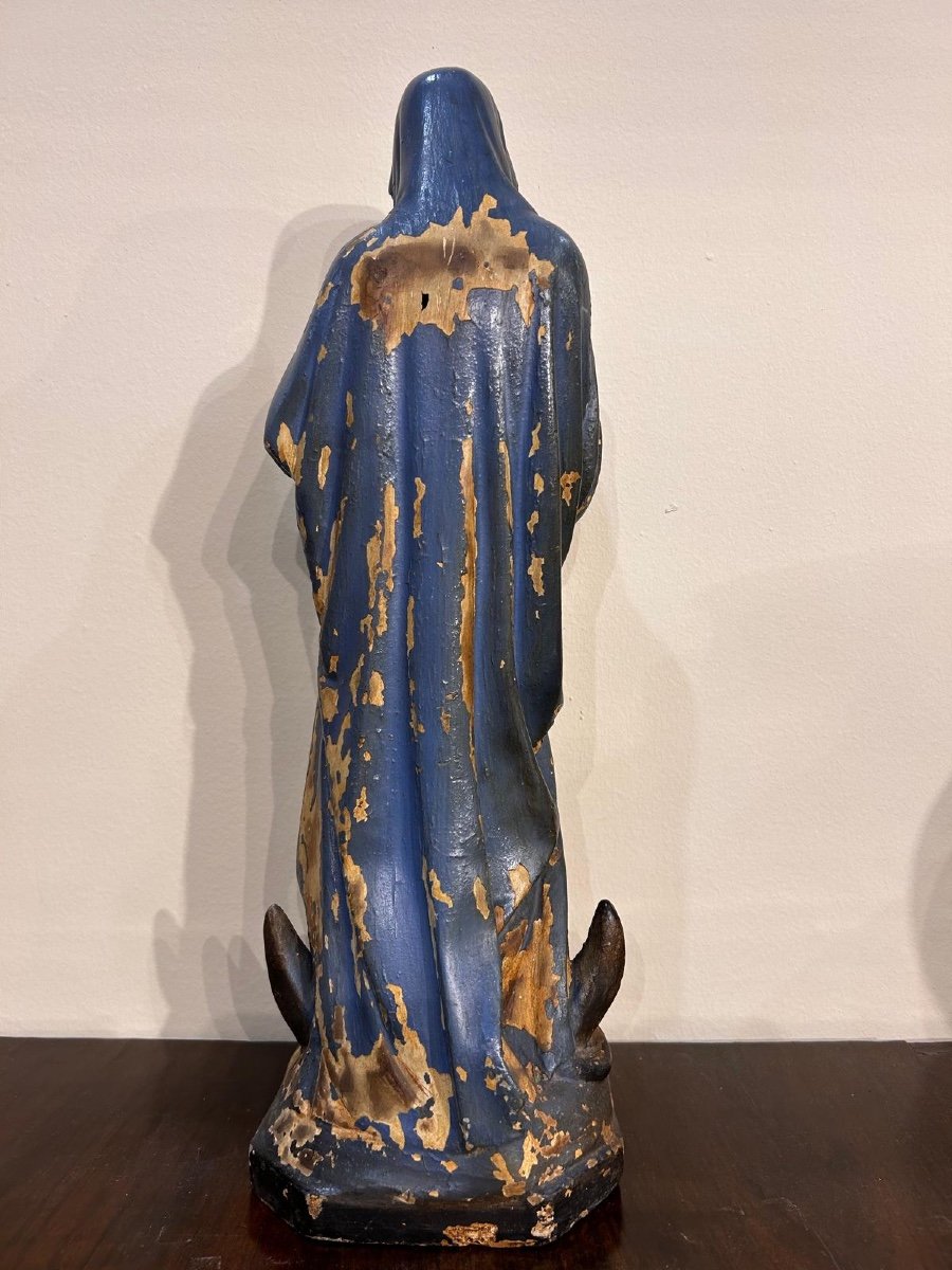 Polychrome Papier Mache Sculpture Representing Mary Immaculate. Central Italy, 18th Century-photo-4