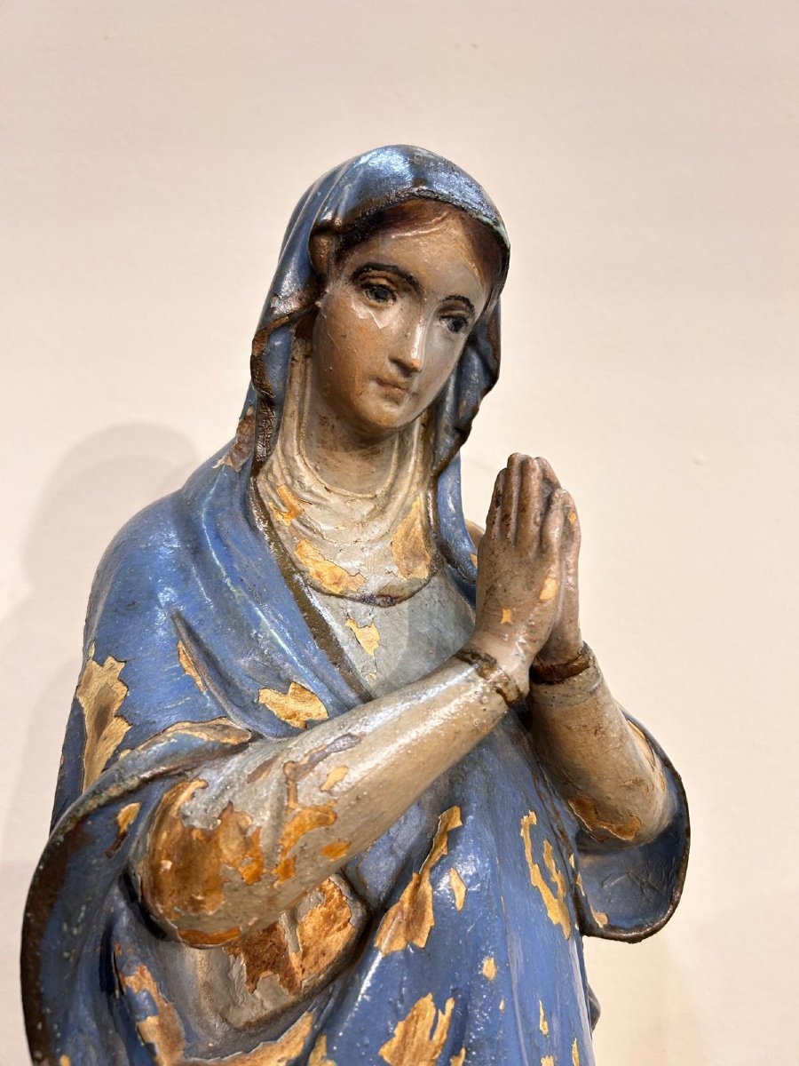 Polychrome Papier Mache Sculpture Representing Mary Immaculate. Central Italy, 18th Century-photo-2