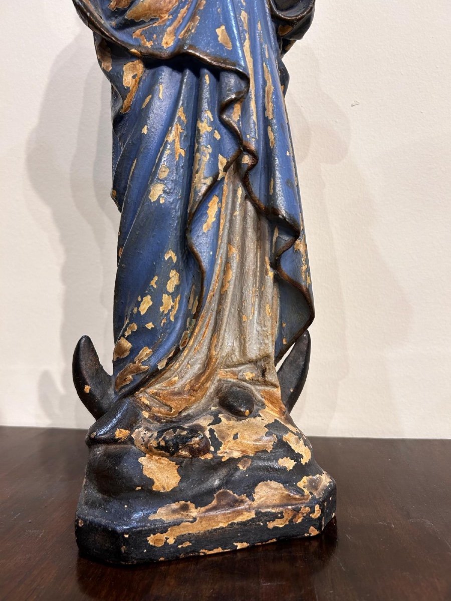 Polychrome Papier Mache Sculpture Representing Mary Immaculate. Central Italy, 18th Century-photo-5