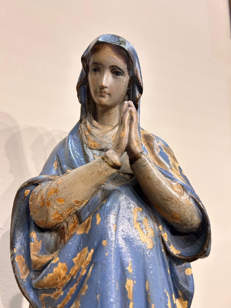 Polychrome Papier Mache Sculpture Representing Mary Immaculate. Central Italy, 18th Century-photo-6