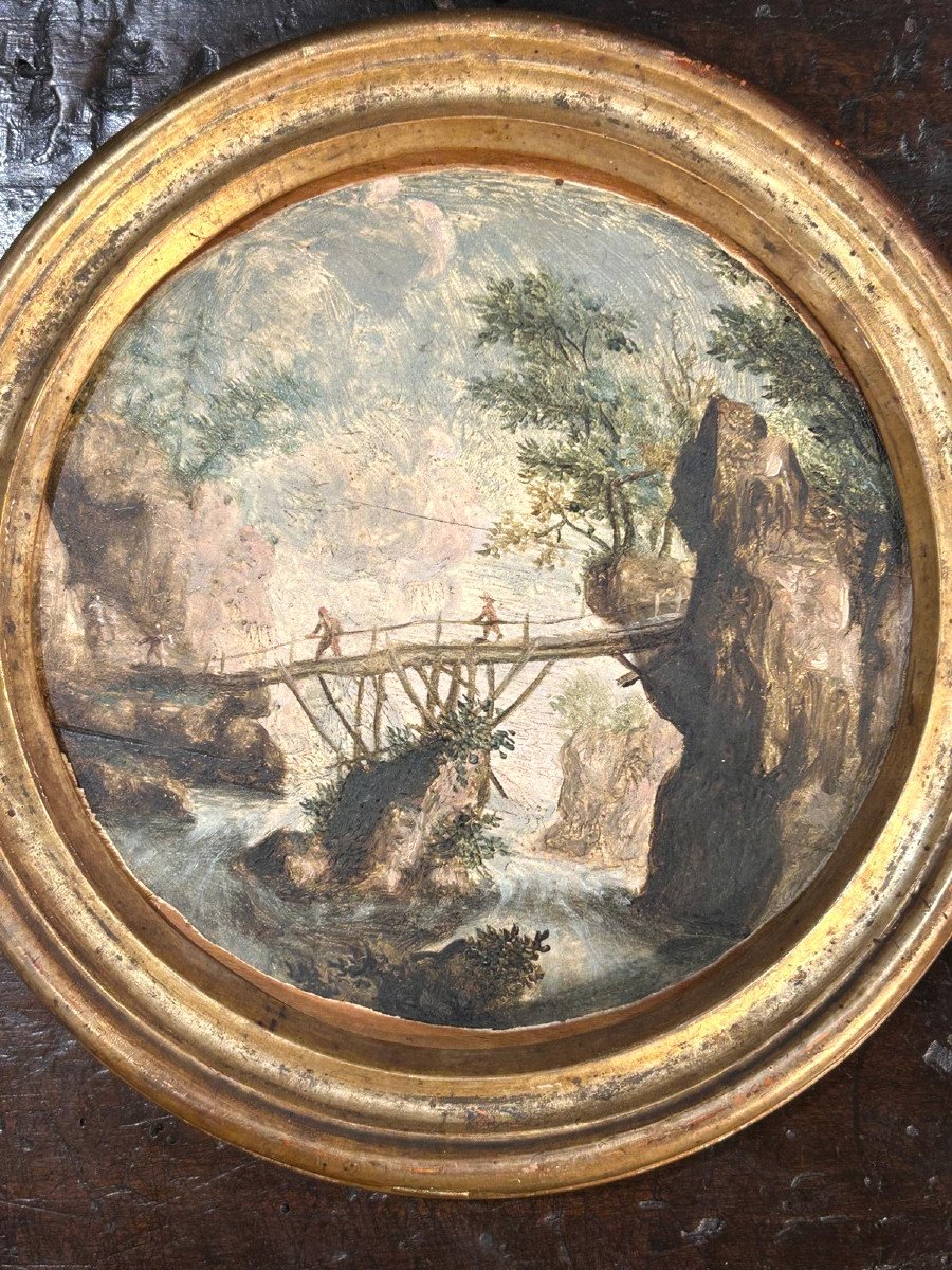 Pair Of Tondi Depicting Landscape Capricci In The Manner Of Marco Ricci.-photo-4