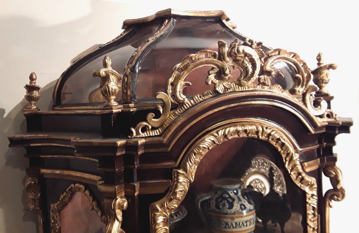 Important Romanesque Baroque Showcase In Wood And Gilded With Pure Gold. Second Half 17th C.-photo-2