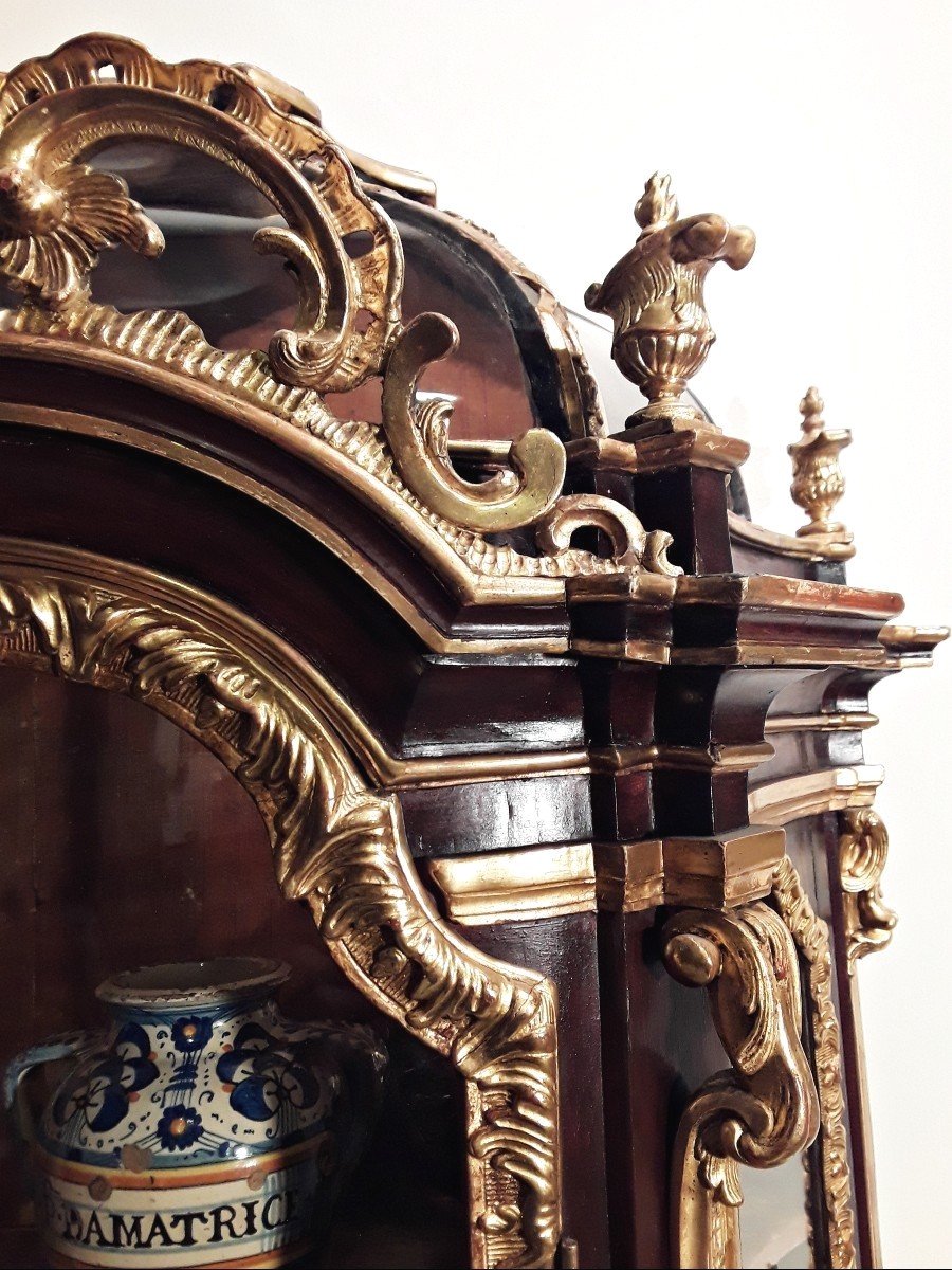 Important Romanesque Baroque Showcase In Wood And Gilded With Pure Gold. Second Half 17th C.-photo-4