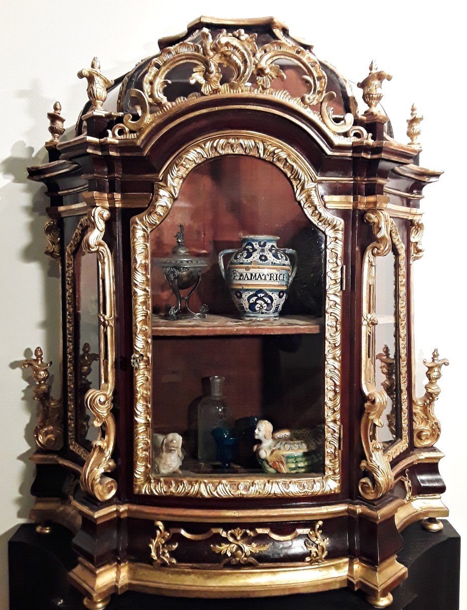 Important Romanesque Baroque Showcase In Wood And Gilded With Pure Gold. Second Half 17th C.-photo-5