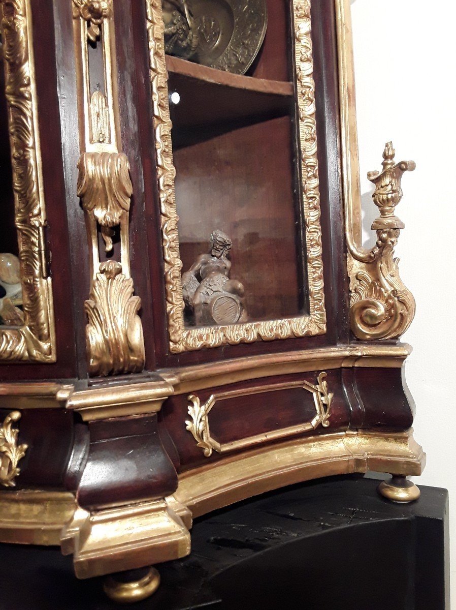 Important Romanesque Baroque Showcase In Wood And Gilded With Pure Gold. Second Half 17th C.-photo-4