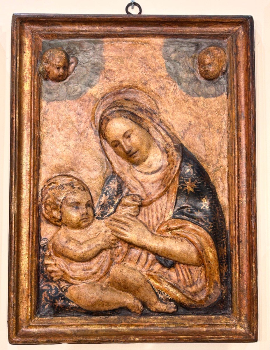 Vierge à l'Enfant En Papier Mâché. Ombrie, XVIe Siècle.