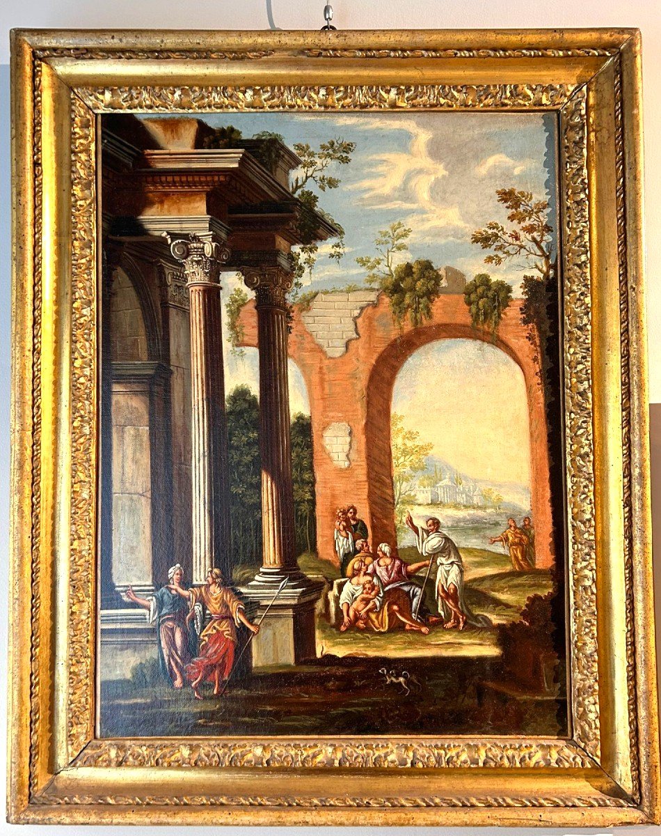 Pair Of Architectural Capricci From The Late 17th Century With Splendid Contemporary Frames.-photo-4