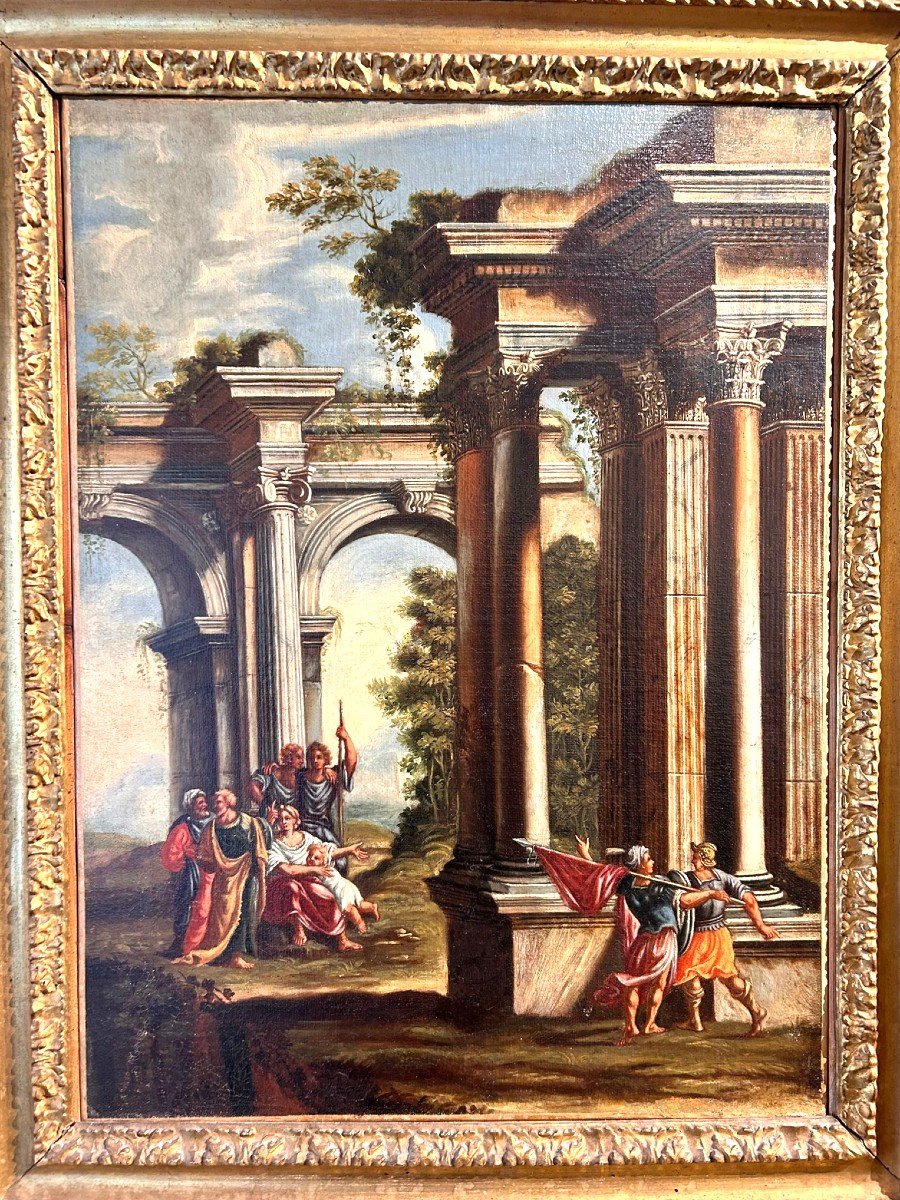 Pair Of Architectural Capricci From The Late 17th Century With Splendid Contemporary Frames.-photo-3