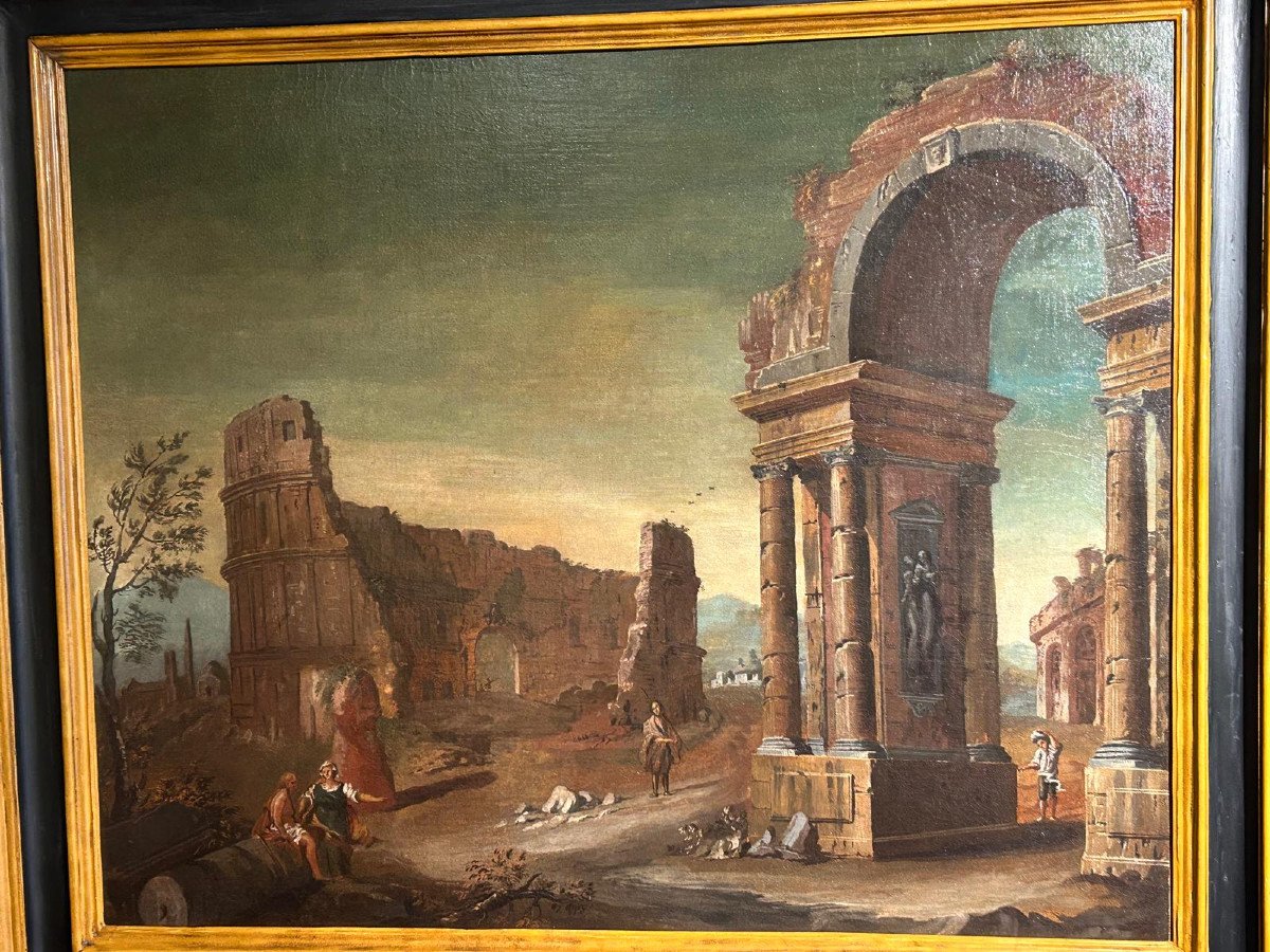 Paysage Avec Ruines Classiques Attribuées Au Scénographe Italien Gaetano Ottani (1720 - 1801)-photo-4