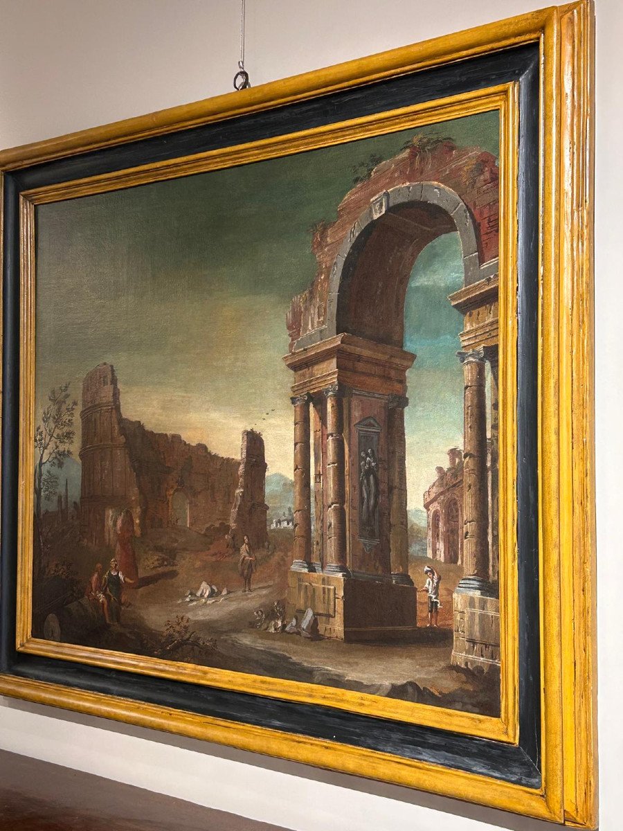 Paysage Avec Ruines Classiques Attribuées Au Scénographe Italien Gaetano Ottani (1720 - 1801)-photo-1