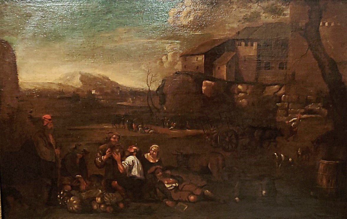 Bucolic Scene In The Roman Countryside Of The XVII Century. 110cm X 71cm-photo-4