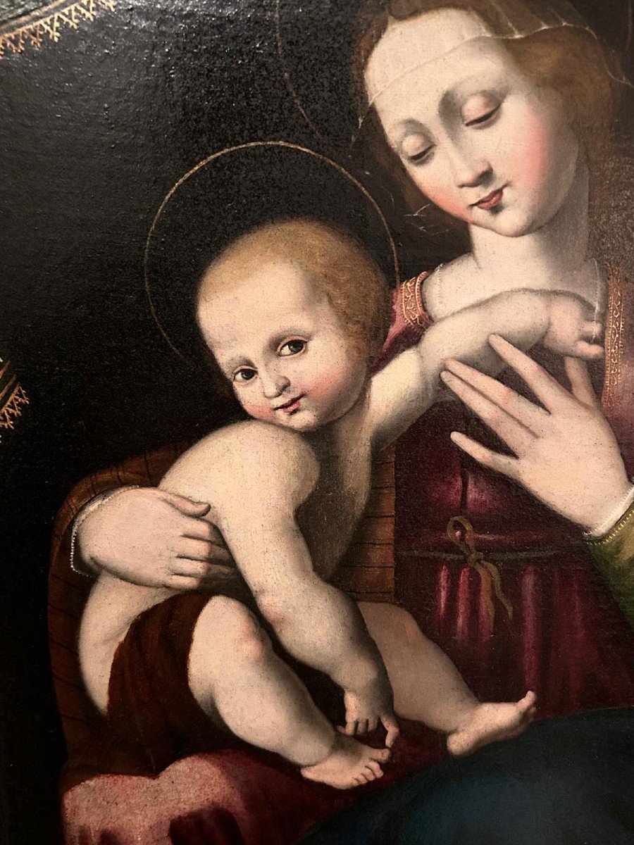 Virgin And Child, Tuscan Painter Of The Mid-16th Century.-photo-2