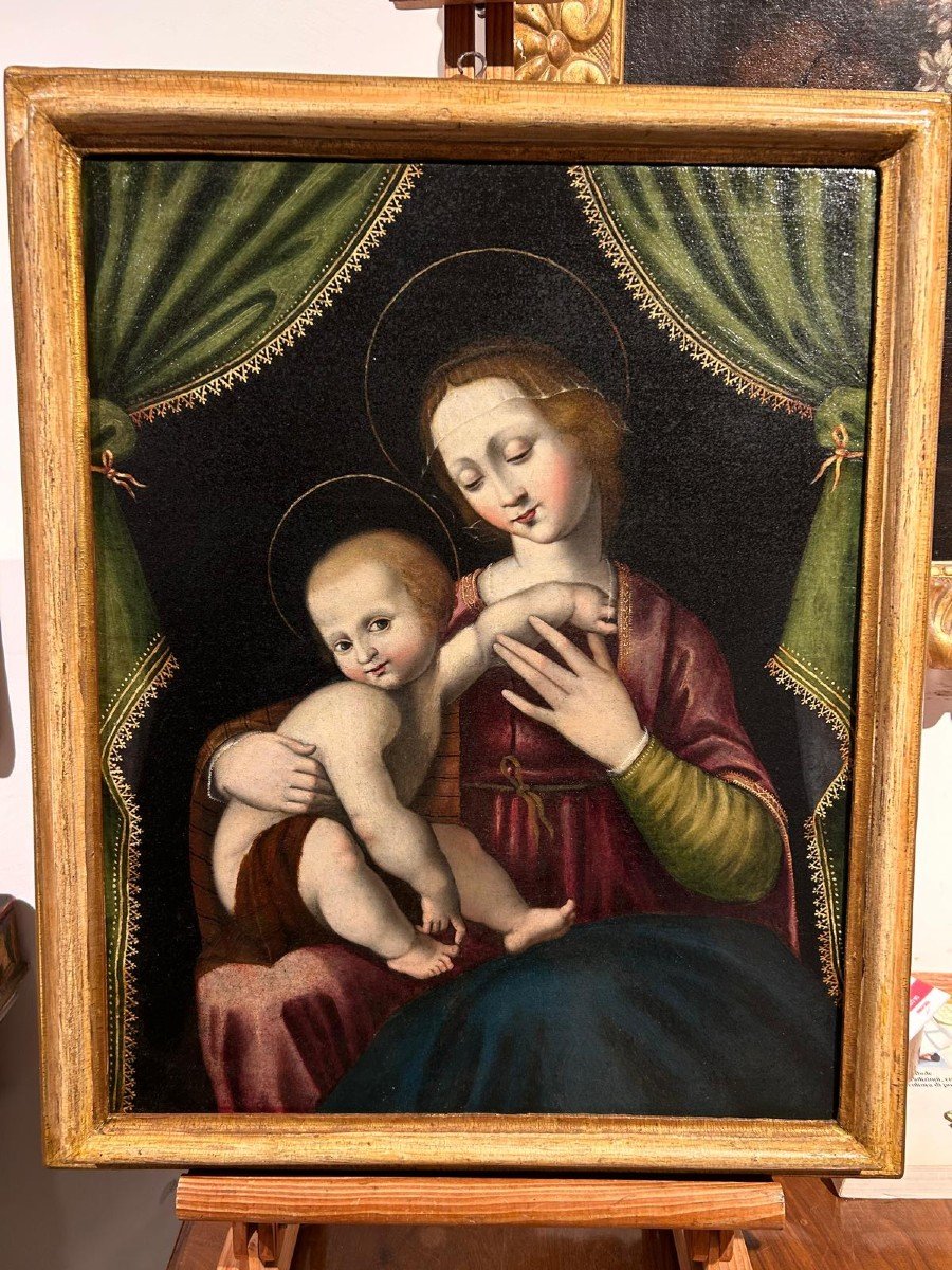 Virgin And Child, Tuscan Painter Of The Mid-16th Century.-photo-4